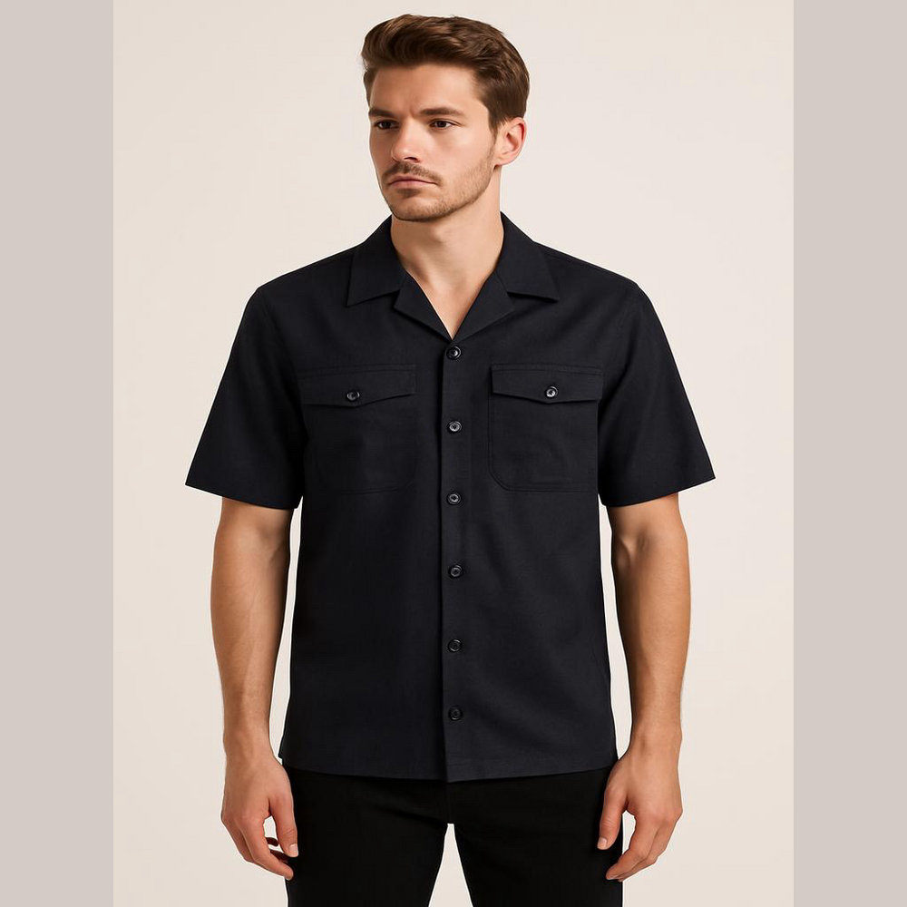 Milan Finer Points Men's Dark Gray Worsted Wool Shirt Large